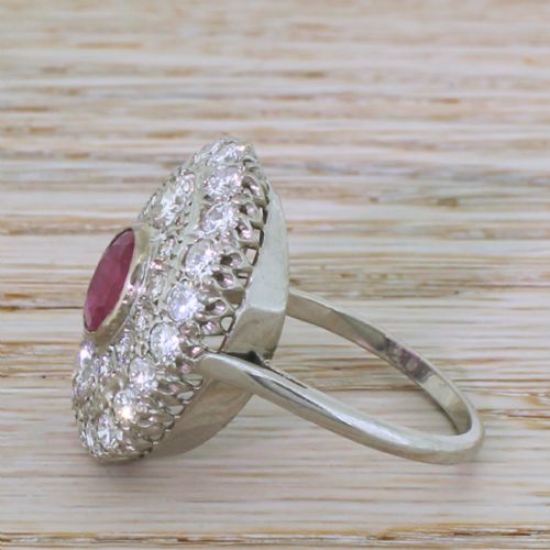 fig 2. Mid Century 1.56 Carat Burmese Ruby & 2.90 Carat Diamond Ring, circa 1965
