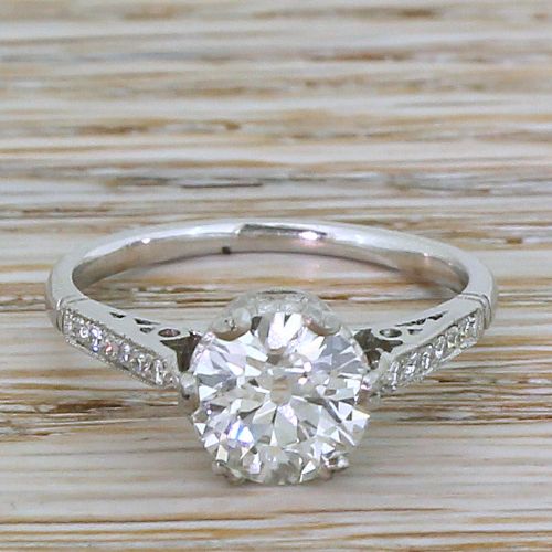 fig 1. Art Deco 1.38 Carat Old Cut Diamond Engagement Ring, circa 1925