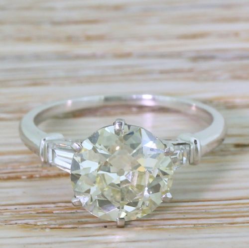 fig 1. Mid Century 3.00 Carat Old Cut Diamond Engagement Ring, French, circa 1950
