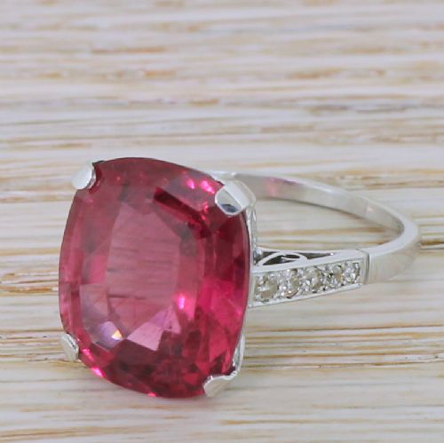 Mid Century 11.46 Carat Rubellite Solitaire Ring, Circa 1950