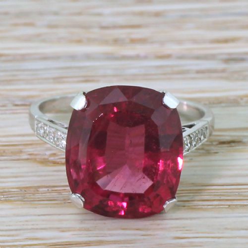 fig 1. Mid Century 11.46 Carat Rubellite Solitaire Ring, circa 1950