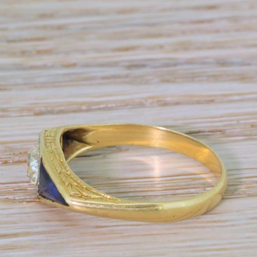 fig 2. Edwardian 0.55 Carat Diamond & 1.52 Triangular Sapphire Trilogy Ring, circa 1910