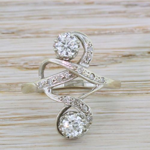 fig 1. Art Nouveau 0.49 Carat Toi Et Moi Ring, circa 1920