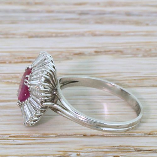 fig 2. Mid Century 1.39 Carat Natural Burmese Ruby & Diamond Ballerina Ring, circa 1965
