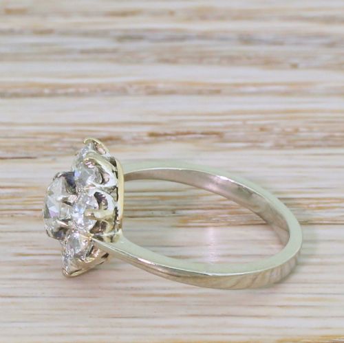 fig 2. Mid Century 1.52 Carat Old Cut Diamond Cluster Ring, circa 1955