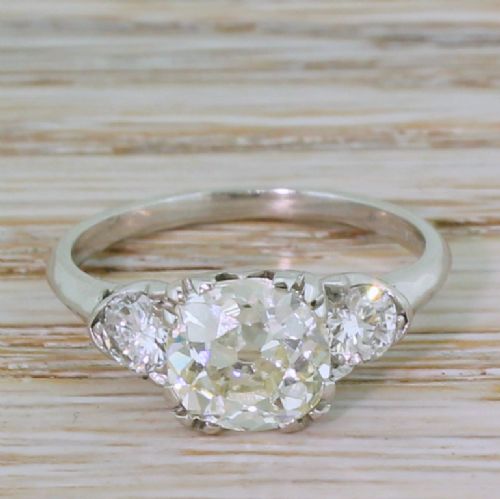 fig 1. Mid Century 1.85 Carat Old Cut Diamond Engagement Ring, circa 1955