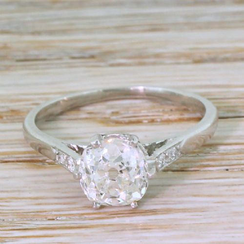 fig 1. Art Deco 1.55 Carat Old Cut Diamond Engagement Ring, circa 1915