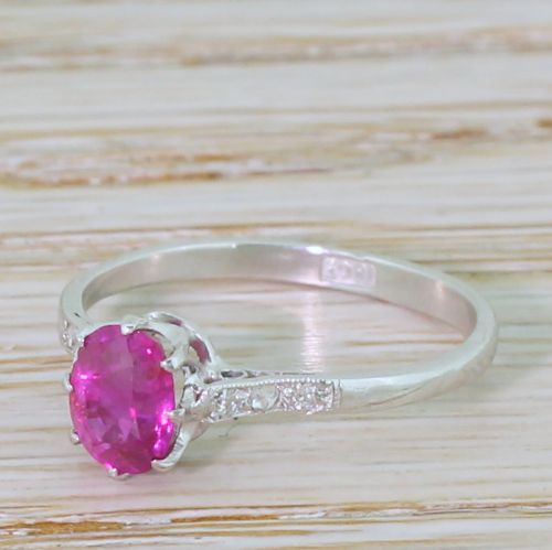 Mid Century 0.70 Carat Burmese Ruby Solitaire Ring, Circa 1960