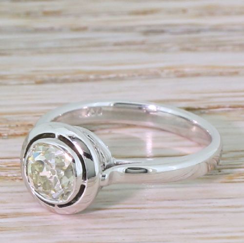 Mid Century 1.18 Carat Old Cut Diamond Engagement Ring, Circa 1965