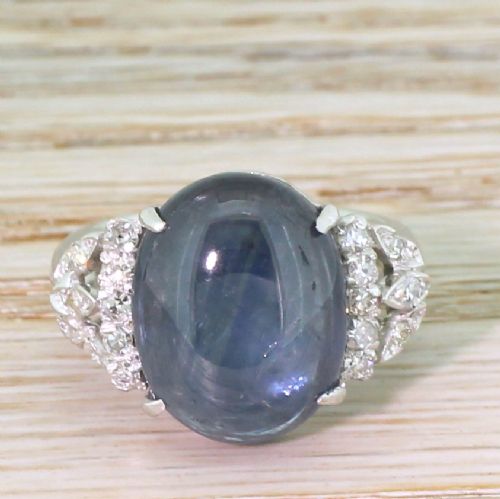 fig 1. Late 20th Century 11.22 Carat Cabochon Sapphire Ring