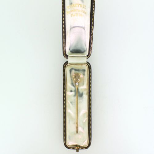 fig 1. TIFFANY & CO. 1.30 Carat Old Shield Cut Diamond Lapel Pin, circa 1960