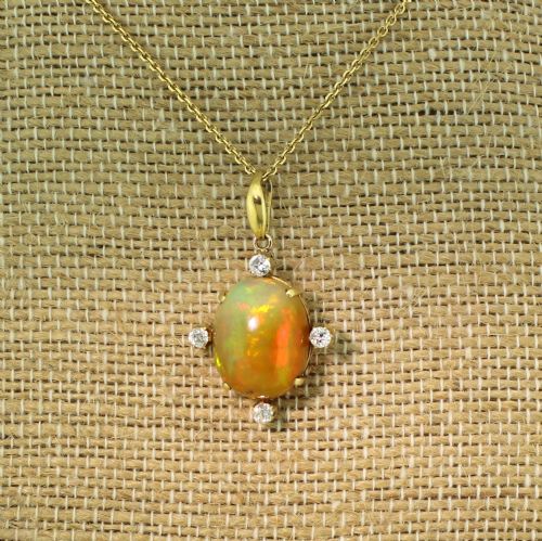 fig 2. Art Deco 7.67 Carat Natural Opal & Old Cut Diamond, circa 1935