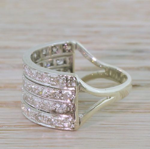 fig 2. Art Deco 0.86 Carat Diamond Four Row Ring, circa 1940