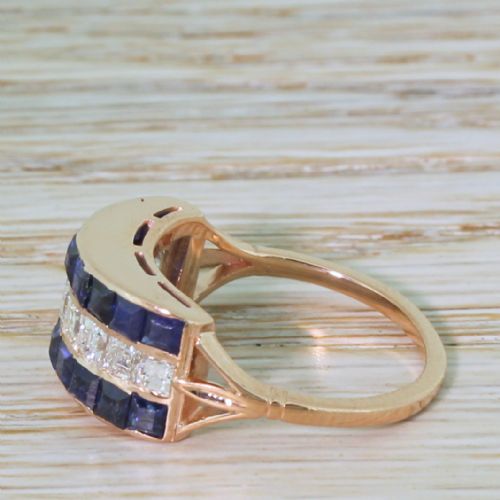fig 2. Art Deco 2.00 Carat Sapphire & 1.00 Carat Carré Cut Diamond Ring, circa 1915