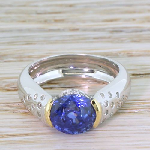 fig 1. Late 20th Century 3.58 Carat Sapphire Solitaire Ring, French
