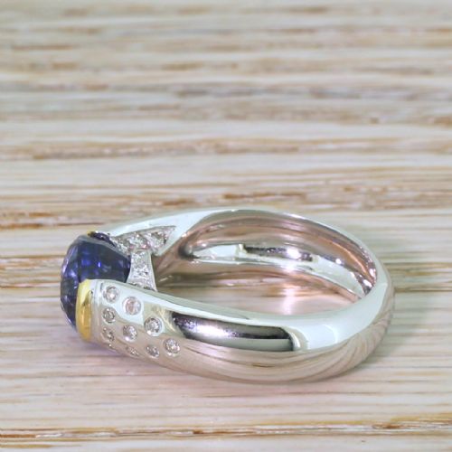 fig 2. Late 20th Century 3.58 Carat Sapphire Solitaire Ring, French