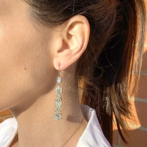 fig 1. Art Deco 2.15 Carat Diamond Drop Earrings, circa 1940