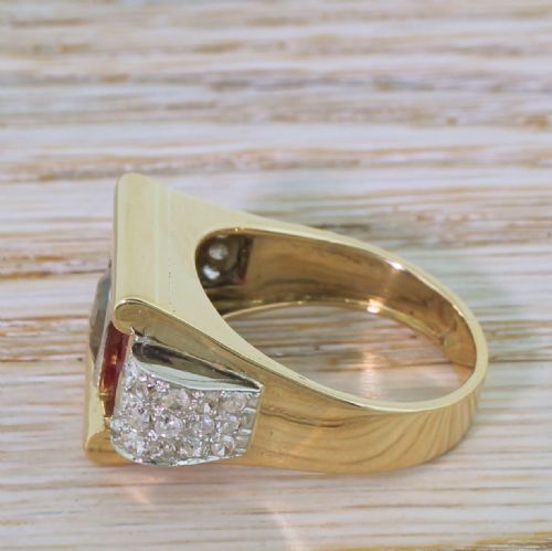 fig 2. Retro 0.59 Carat Fancy Brown Rose Cut Diamond & Ruby Ring, circa 1950
