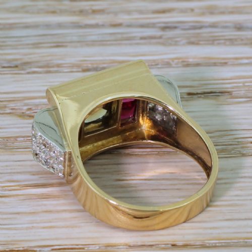 fig 3. Retro 0.59 Carat Fancy Brown Rose Cut Diamond & Ruby Ring, circa 1950