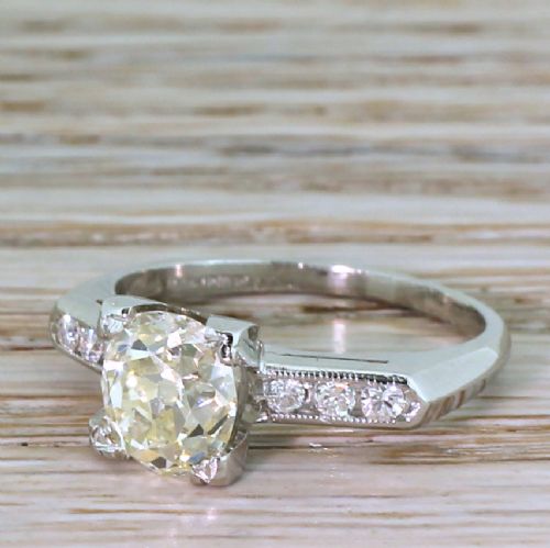 Mid Century 1.79 Carat Old Cut Diamond Engagement Ring, Circa 1950