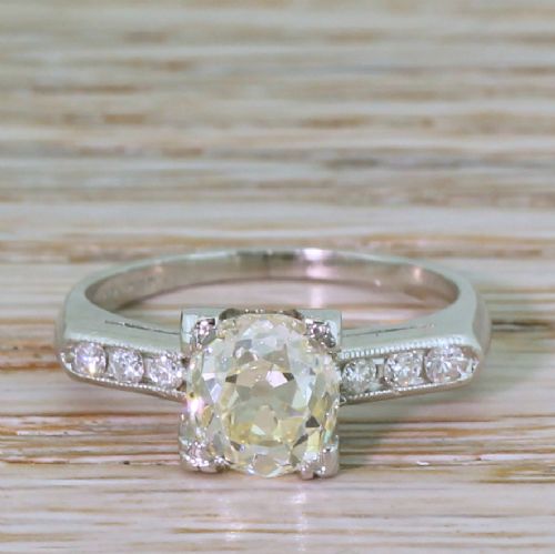fig 1. Mid Century 1.79 Carat Old Cut Diamond Engagement Ring, circa 1950