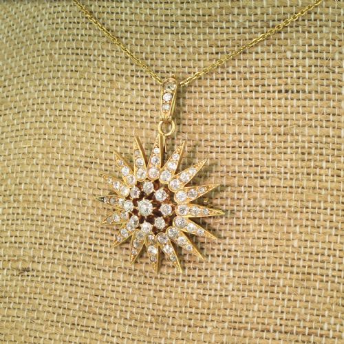 Victorian 3.15 Carat Old Cut Diamond Star Pendant / Brooch, Circa 1900