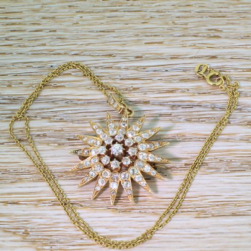 fig 2. Victorian 3.15 Carat Old Cut Diamond Star Pendant / Brooch, circa 1900