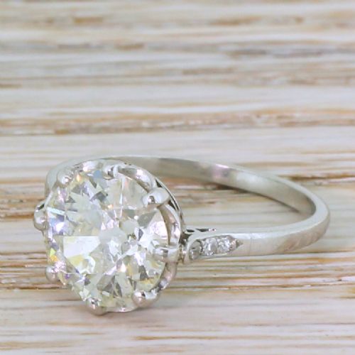 Art Deco 2.71 Carat Old Cut Diamond Engagement Ring, Circa 1940