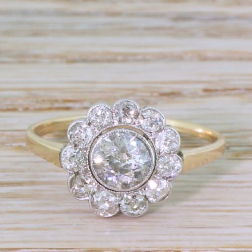 fig 1. Victorian 1.41 Carat Old Cut Diamond Cluster Ring, circa 1900