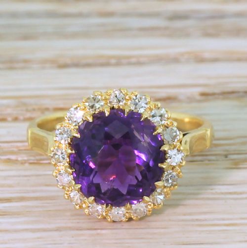 fig 1. Victorian 3.66 Carat Amethyst & Diamond Cluster Ring, circa 1890