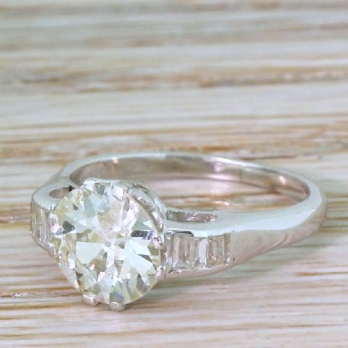 Art Deco 1.70 Carat Old Cut Diamond Engagement Ring, Circa 1930
