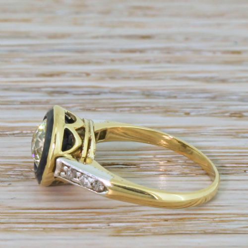 fig 2. Mid Century 0.84 Carat Old Curt Diamond & Sapphire Target Ring, circa 1950