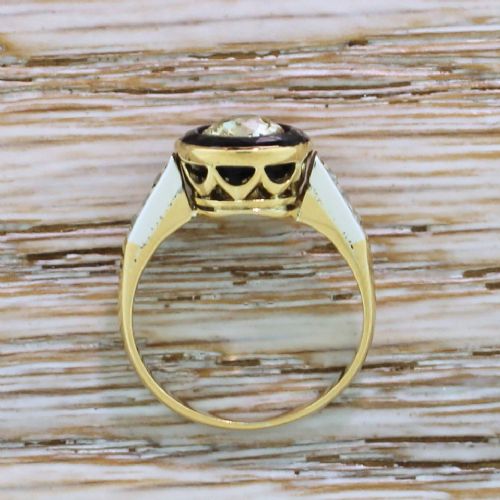 fig 3. Mid Century 0.84 Carat Old Curt Diamond & Sapphire Target Ring, circa 1950