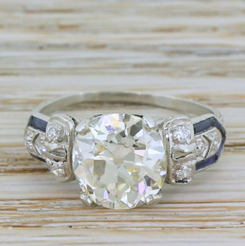 fig 1. Edwardian 3.22 Carat Old Cut Diamond Engagement Ring, circa 1910