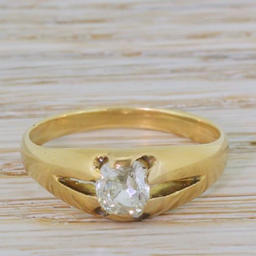 fig 1. Victorian 0.57 Carat Old Mine Cut Diamond Solitaire Ring, circa 1880