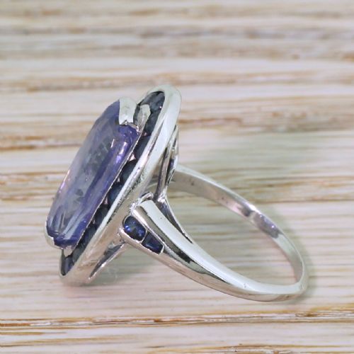 fig 2. Retro 7.24 Carat (+ 1.08 Carat) Natural Ceylon Sapphire Cluster Ring, circa 1950