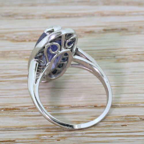 fig 3. Retro 7.24 Carat (+ 1.08 Carat) Natural Ceylon Sapphire Cluster Ring, circa 1950