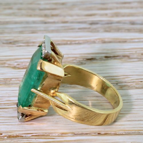 fig 2. Retro 5.20 Carat Emerald & Diamond Ring, circa 1955