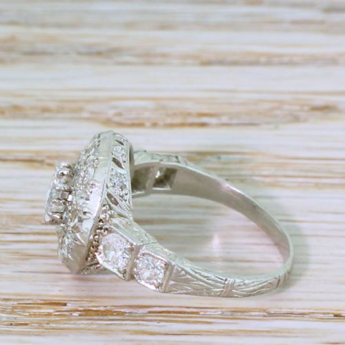 fig 2. Art Deco 1.26 Carat Transitional Cut Diamond Cluster Ring, circa 1940