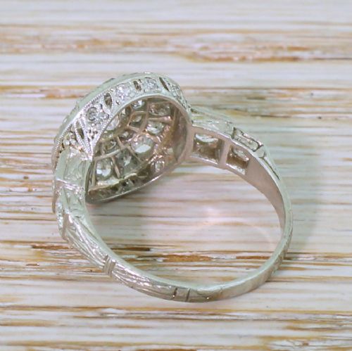 fig 3. Art Deco 1.26 Carat Transitional Cut Diamond Cluster Ring, circa 1940