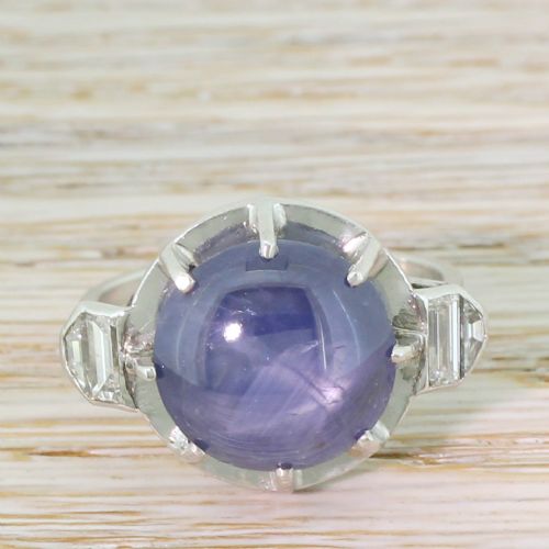 fig 1. Mid Century 11.00 Carat Star Sapphire Solitaire Ring, circa 1965