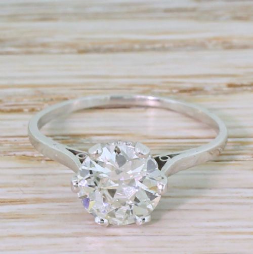 fig 1. Mid Century 1.81 Carat Old Cut Diamond Engagement Ring, circa 1945