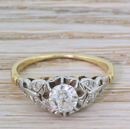 fig 1. Edwardian 0.71 Carat Old Cut Diamond Engagement Ring, circa 1910