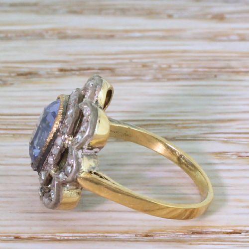 fig 2. Edwardian 2.00 Carat Sapphire & 1.00 Carat Rose Cut Diamond Ring, circa 1905