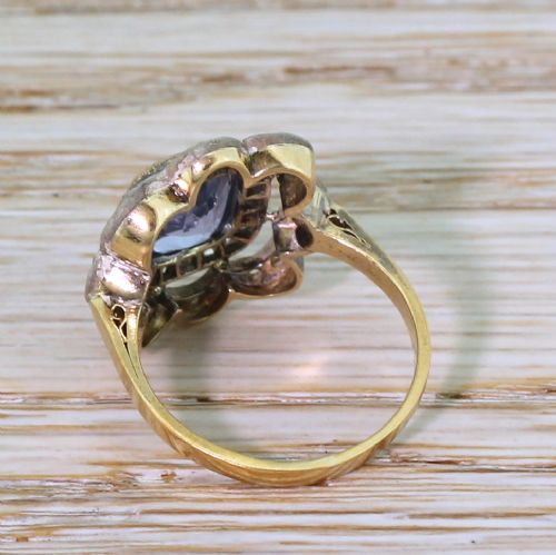 fig 3. Edwardian 2.00 Carat Sapphire & 1.00 Carat Rose Cut Diamond Ring, circa 1905