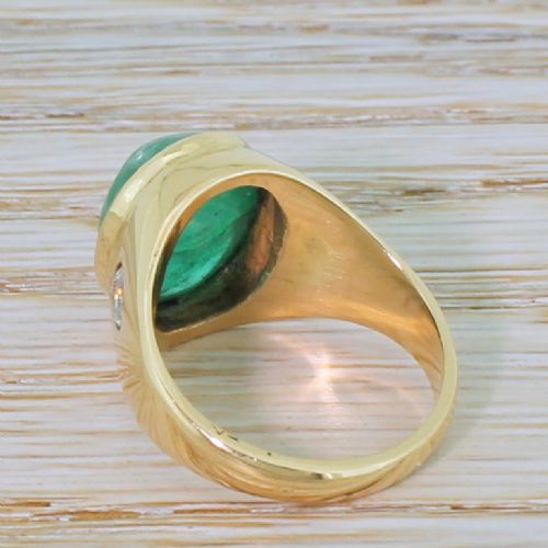 fig 3. Mid Century 7.10 Carat Cabochon Emerald & Pear Cut Diamond Ring, circa 1960