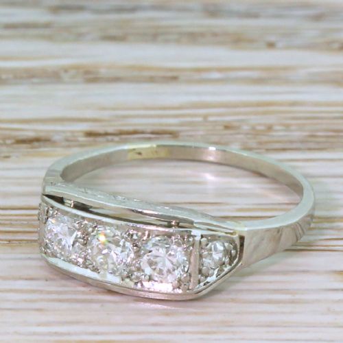 Art Deco 0.54 Carat Old Cut Diamond Trilogy Ring, Circa 1940