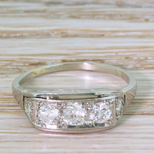fig 1. Art Deco 0.54 Carat Old Cut Diamond Trilogy Ring, circa 1940