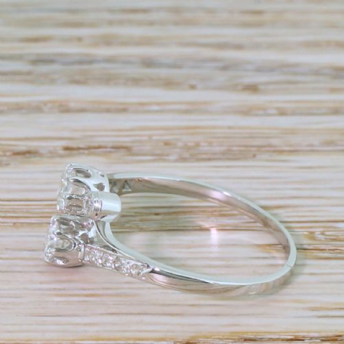 fig 2. Art Deco 0.45 Carat Old Cut Diamond Two Stone Ring, circa 1930
