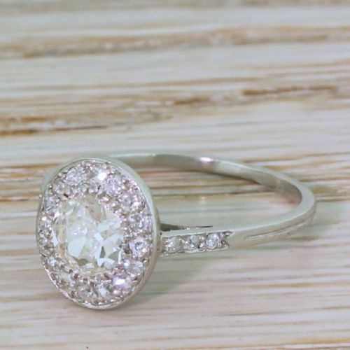 Art Deco 0.83 Carat Old Cut Diamond Cluster Ring, Circa 1935